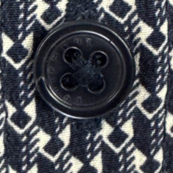 Equipment Signature Button Front Silk Blouse Blue Black Pattern Size M Designer - Picture 7 of 9